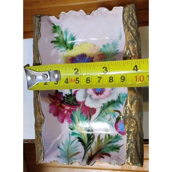 Vtg Japanese Chubu China Hand Painted Floral Trinket/Jewelry Dish Unique 5x4x1" - Picture 12 of 12